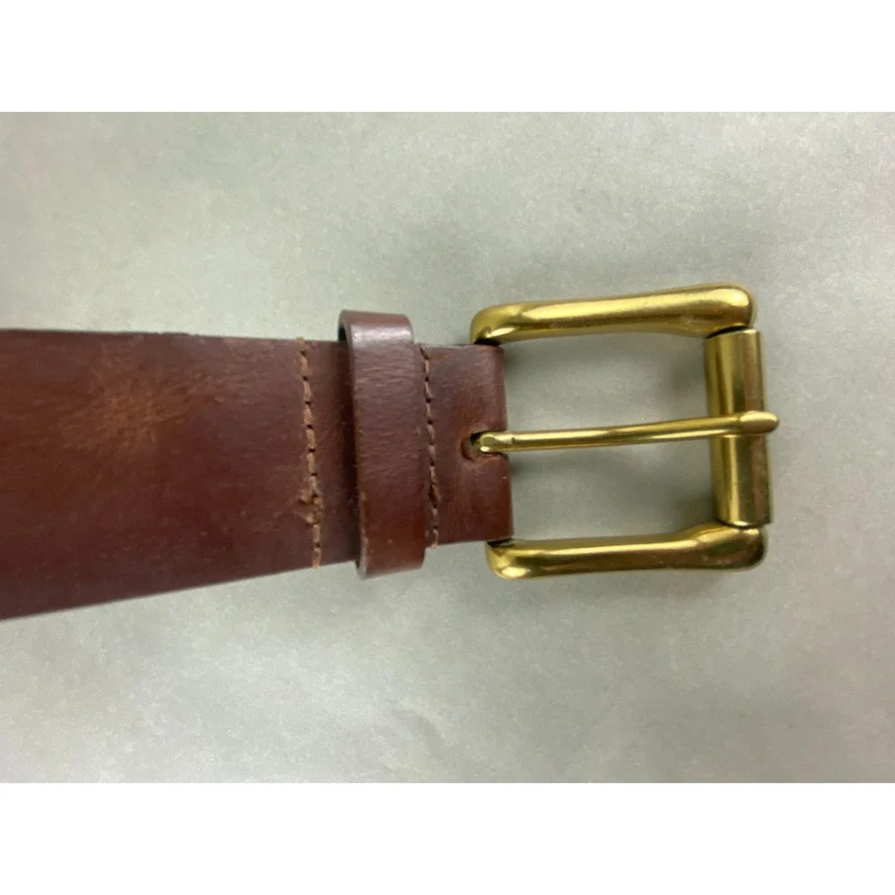 Chaps Womens Brown Brass Leather Rivet Belt 42x1.5 Cowgirl Biker Rock n Roll
